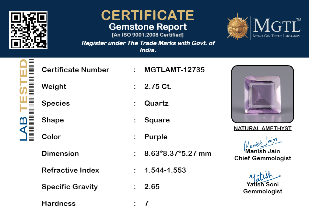 Amethyst - 2.75 Carat Prime Quality AMT-12735