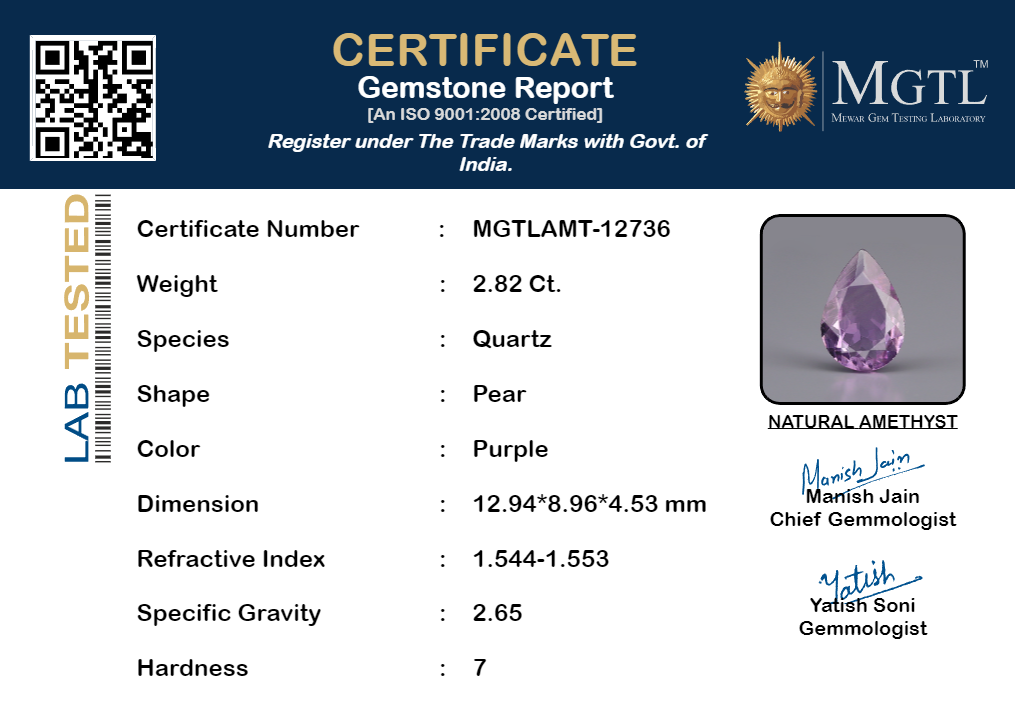 Amethyst - 2.82 Carat Prime Quality AMT-12736
