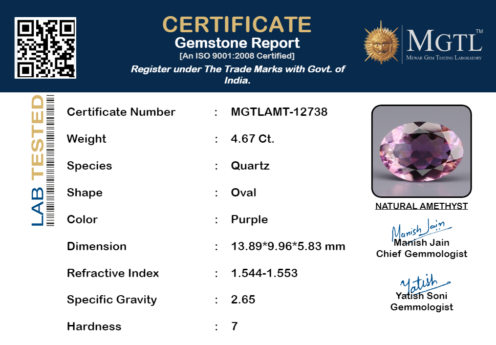 Amethyst - 4.67 Carat Prime Quality AMT-12738