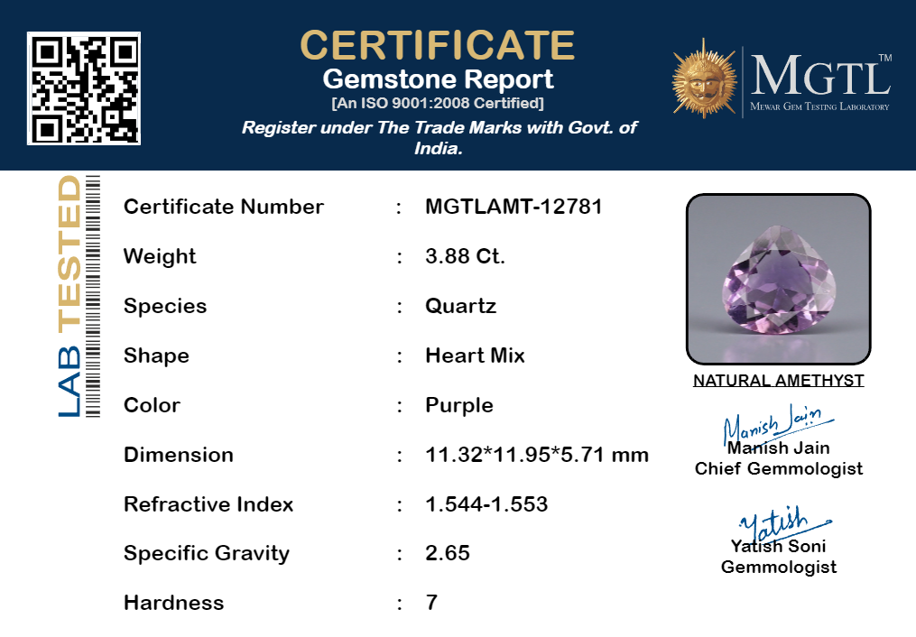 Amethyst - 3.88 Carat Prime Quality AMT-12781