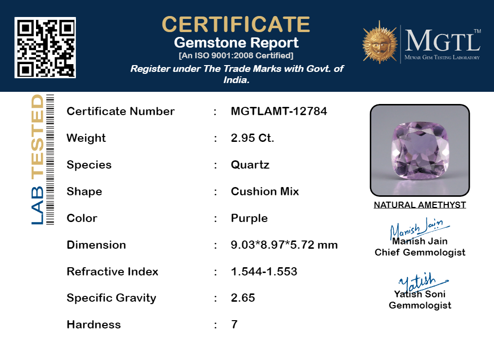 Amethyst - 2.95 Carat Prime Quality AMT-12784