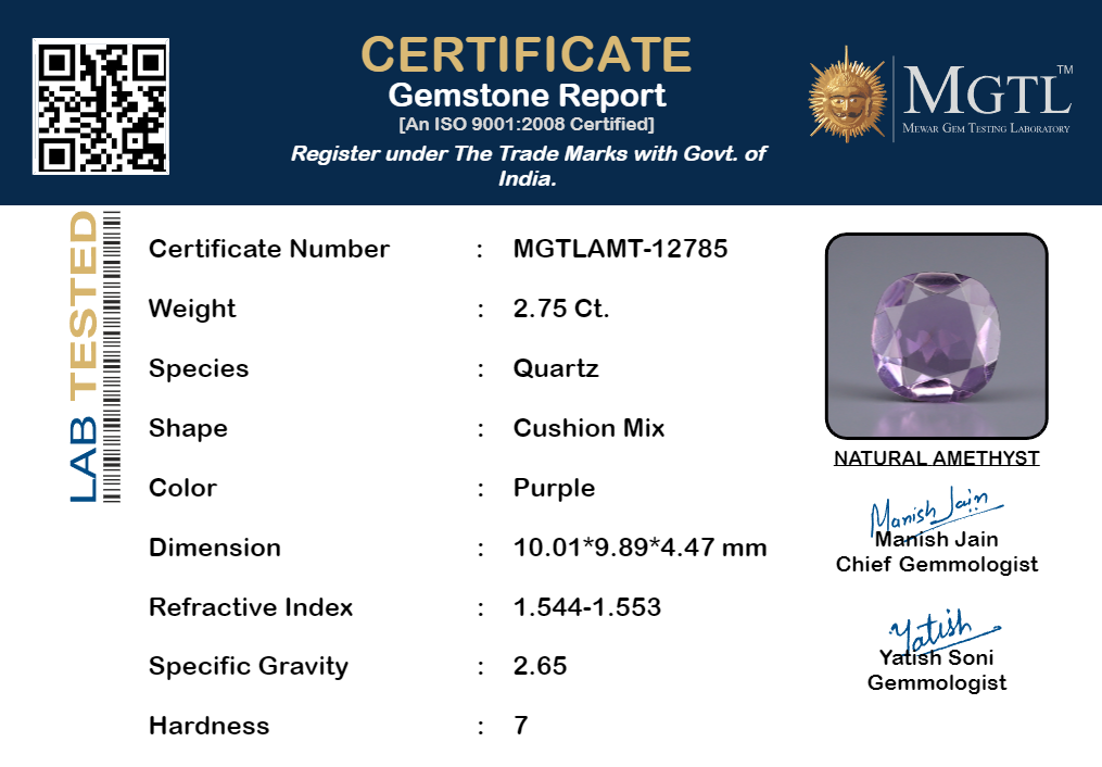 Amethyst - 2.75 Carat Prime Quality AMT-12785