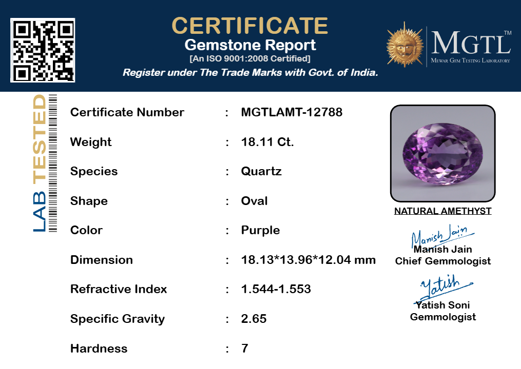 Amethyst - 18.11 Carat Rare Quality AMT-12788