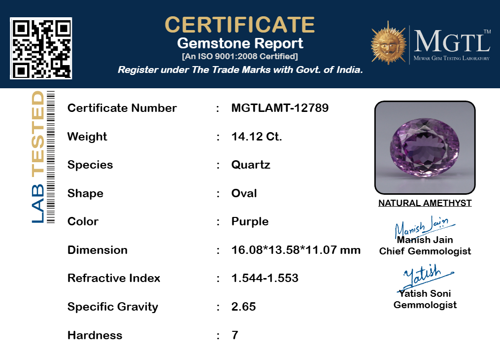 Amethyst - 14.12 Carat Limited Quality AMT-12789