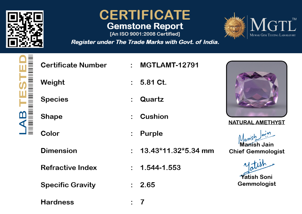 Amethyst - 5.81 Carat Limited Quality AMT-12791