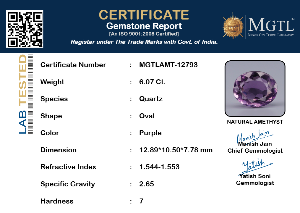 Amethyst - 6.07 Carat Limited Quality AMT-12793