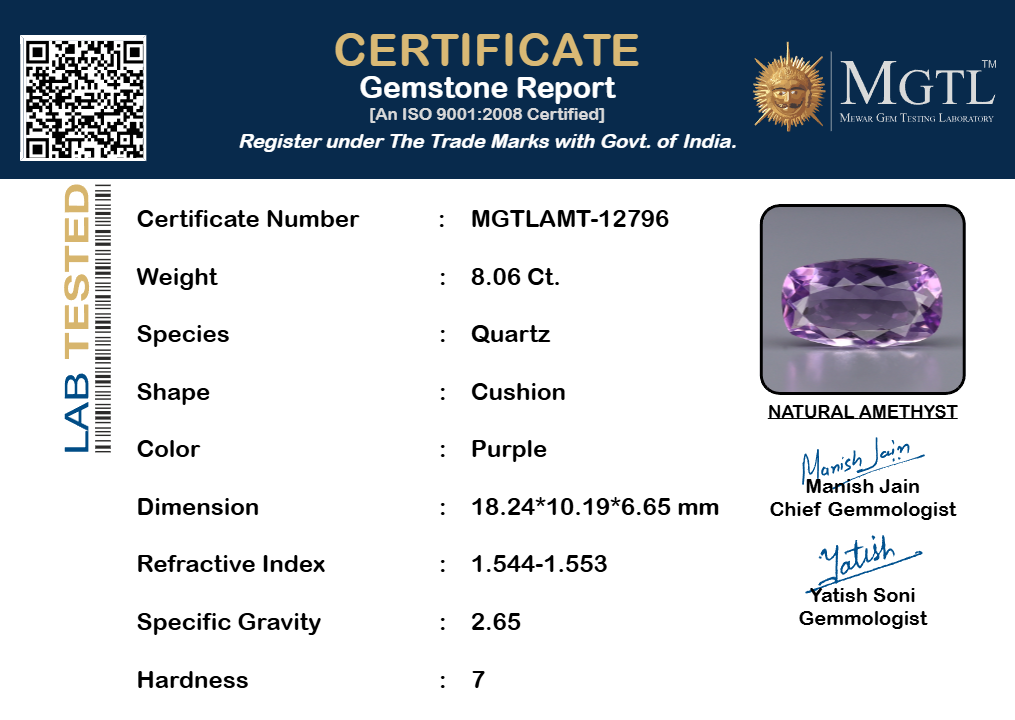 Amethyst - 8.06 Carat Limited Quality AMT-12796