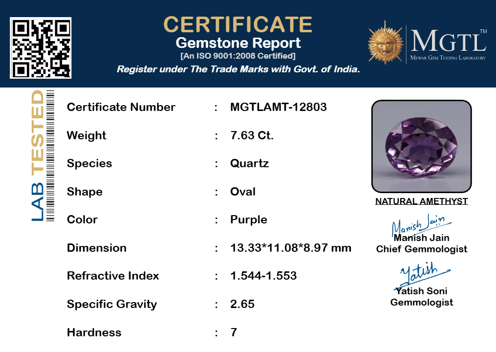 Amethyst - 7.63 Carat Limited Quality AMT-12803