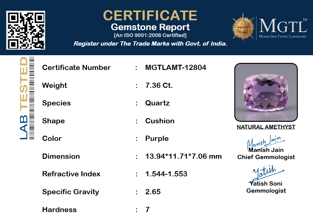 Amethyst - 7.36 Carat Limited Quality AMT-12804