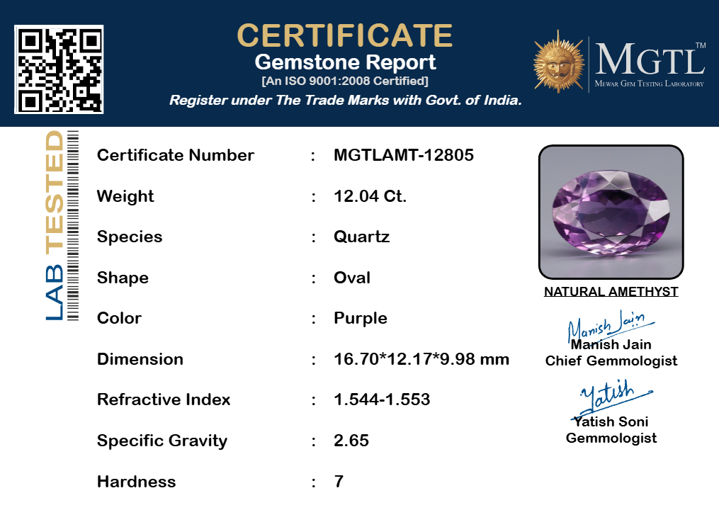 Amethyst - 12.04 Carat Rare Quality AMT-12805