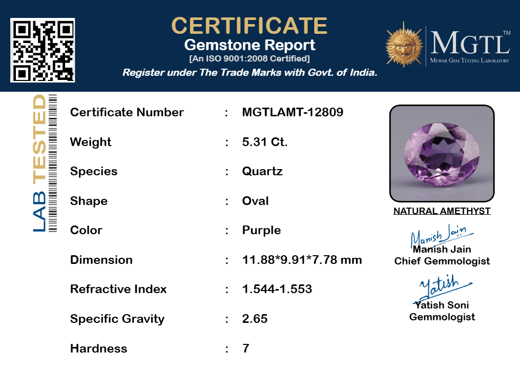 Amethyst - 5.31 Carat Limited Quality AMT-12809