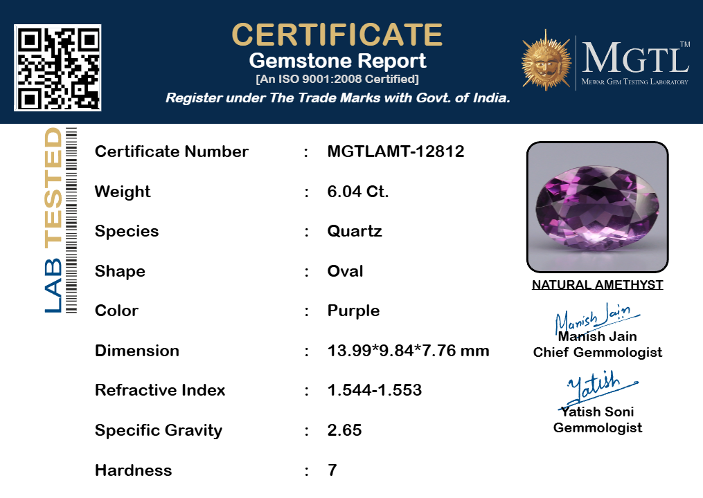 Amethyst - 6.04 Carat Rare Quality AMT-12812