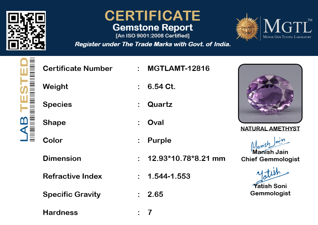 Amethyst - 6.54 Carat Limited Quality AMT-12816
