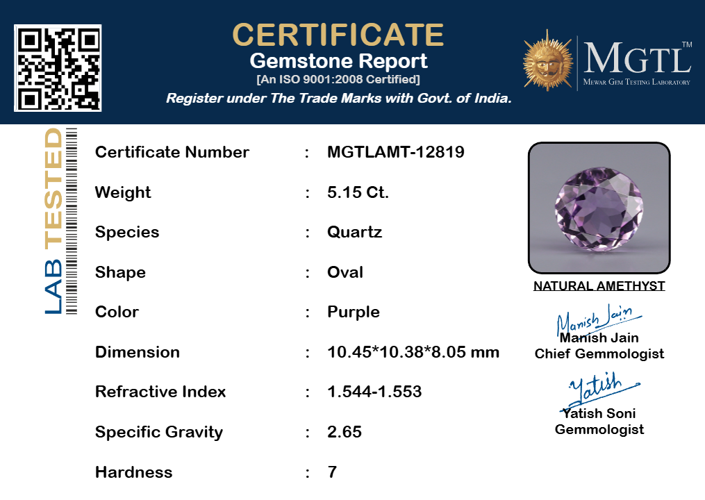 Amethyst - 5.15 Carat Limited Quality AMT-12819