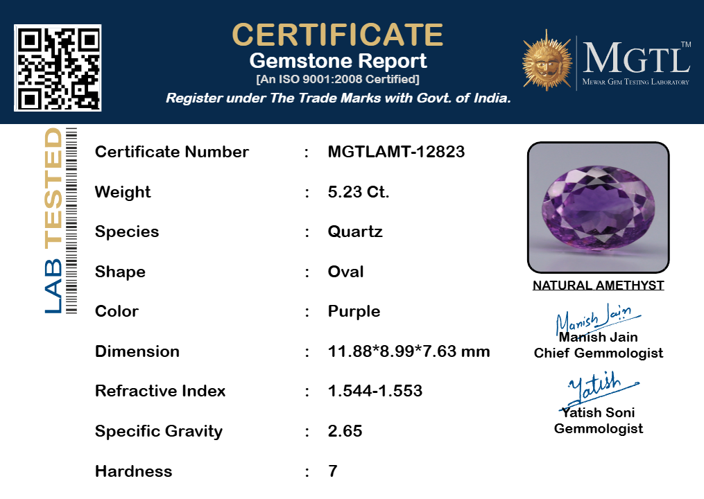 Amethyst - 5.23 Carat Rare Quality AMT-12823