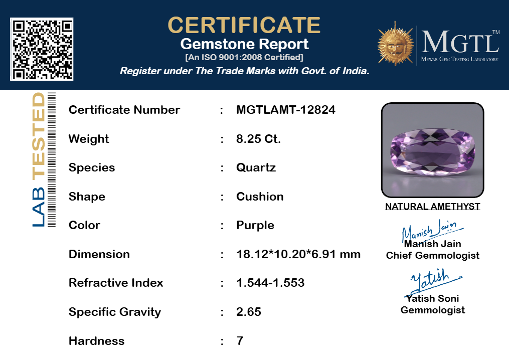 Amethyst - 8.25 Carat Limited Quality AMT-12824