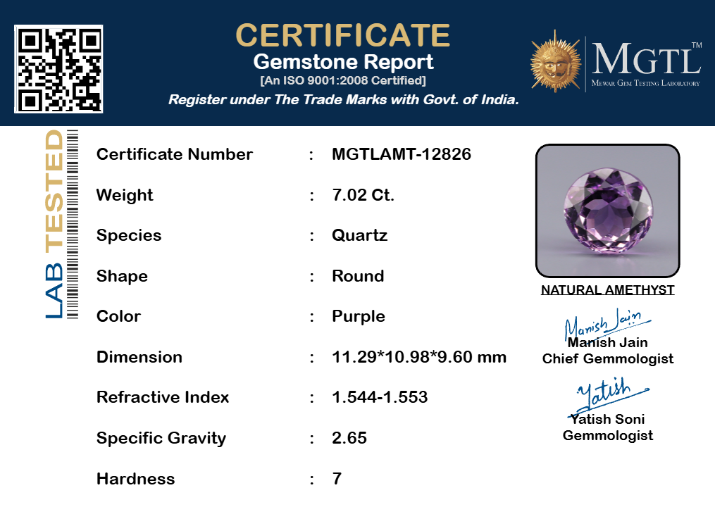 Amethyst - 7.02 Carat Limited Quality AMT-12826