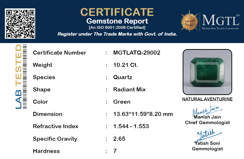 Aventurine -  10.21 Carat Prime Quality ATQ-29002