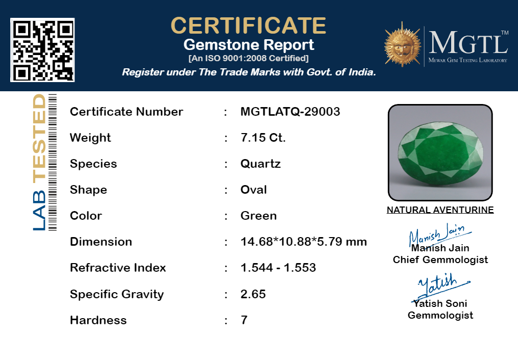 Aventurine -  7.15 Carat Prime Quality ATQ-29003