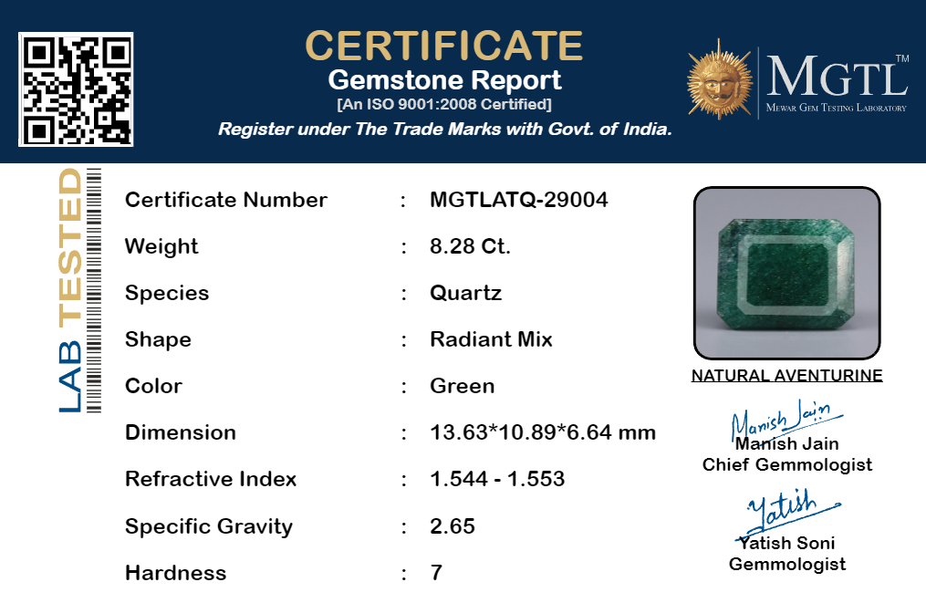 Aventurine -  8.28 Carat Prime Quality ATQ-29004