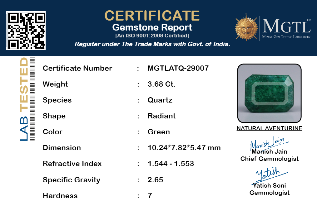 Aventurine -  3.68 Carat Prime Quality ATQ-29007