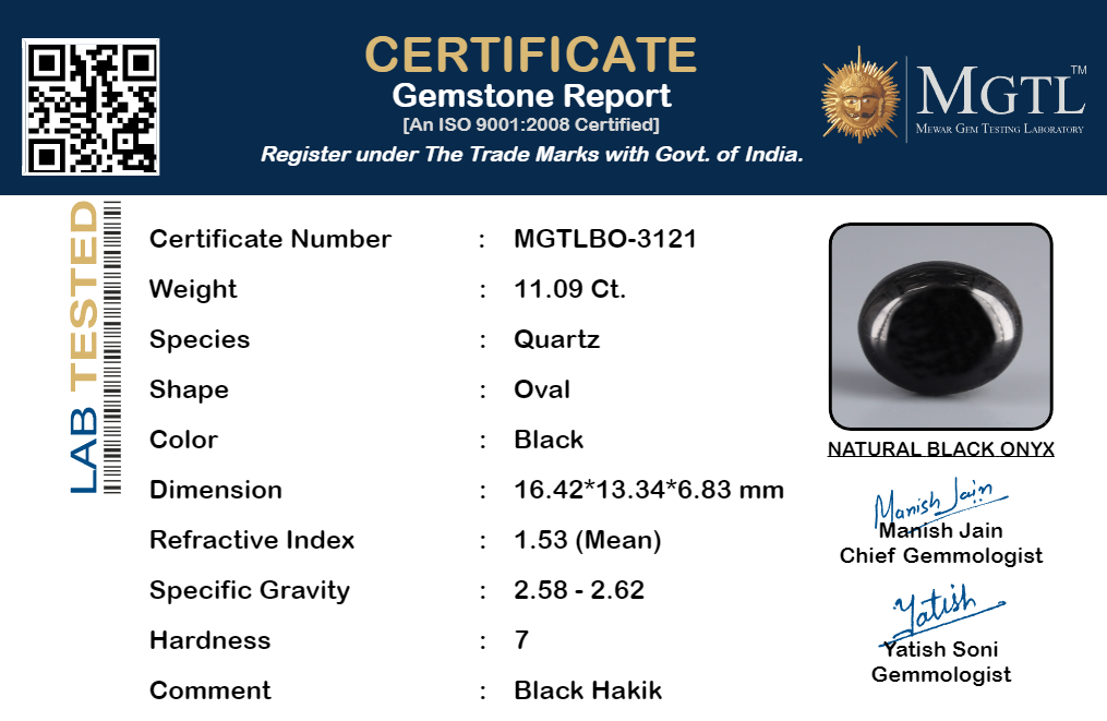 Black Onyx (Hakik) - 11.09 Carat Limited Quality BO-3121