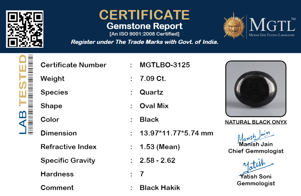 Black Onyx (Hakik) - 7.09 Carat Limited Quality BO-3125