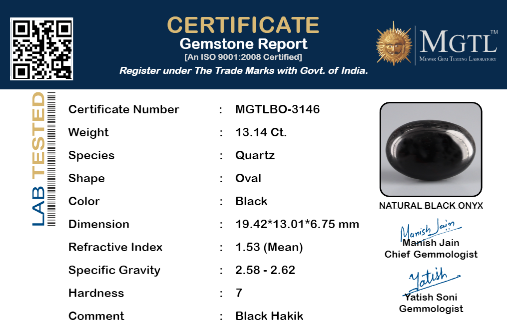 Black Onyx (Hakik) - 13.14 Carat Limited Quality BO-3146