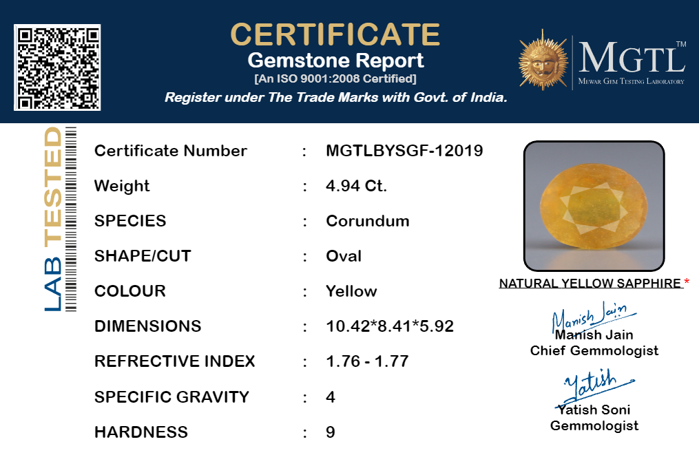 Yellow Sapphire - 4.94 Carats