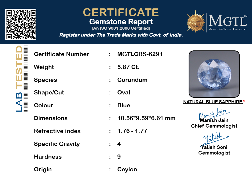 Blue Sapphire - 5.87 Carats