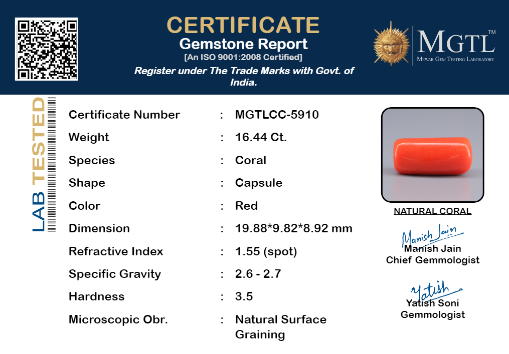 Italian Red Coral - 16.44 Carat Limited Quality CC-5910