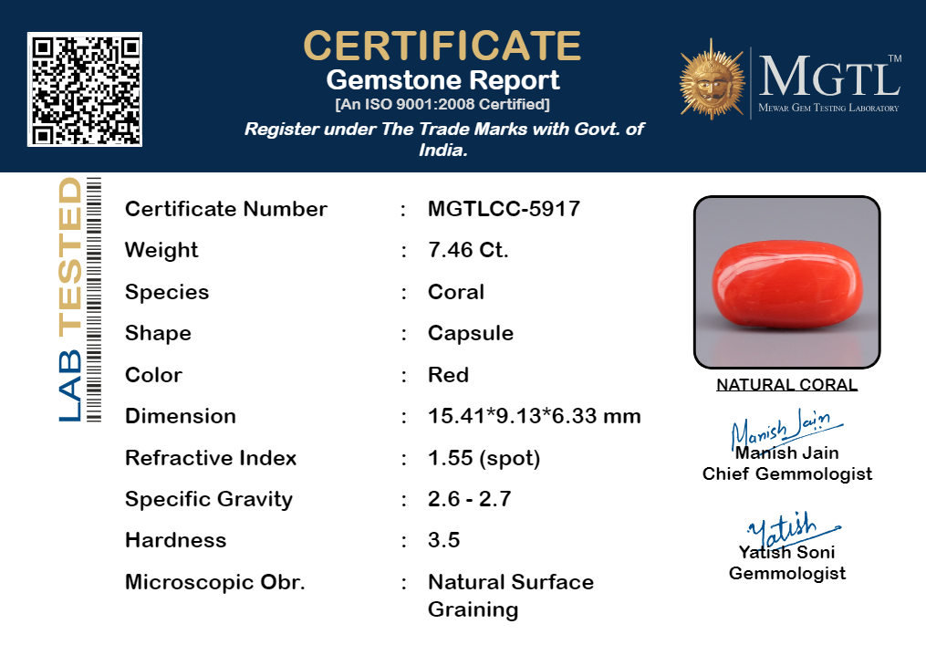 Italian Red Coral - 7.46 Carat Limited Quality CC-5917