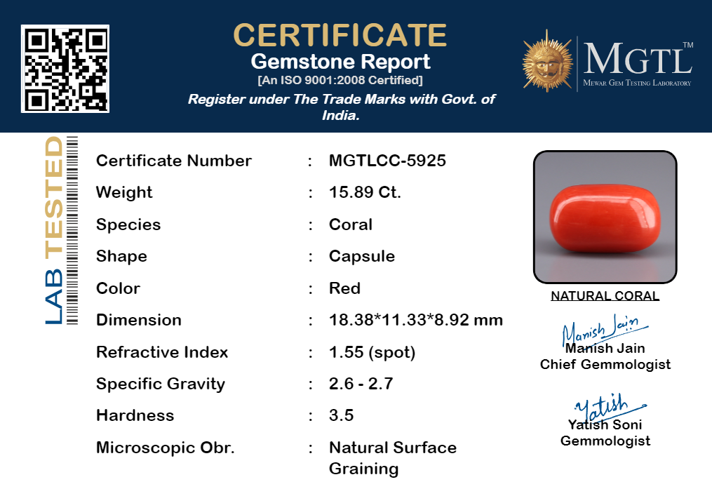 Italian Red Coral - 15.89 Carat Rare Quality CC-5925