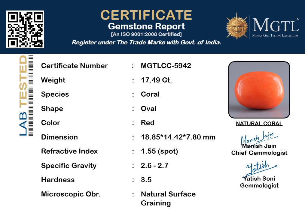 Italian Red Coral - 17.49 Carat Limited Quality CC-5942