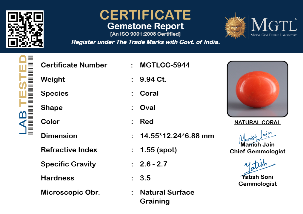 Italian Red Coral - 9.94 Carat Limited Quality CC-5944