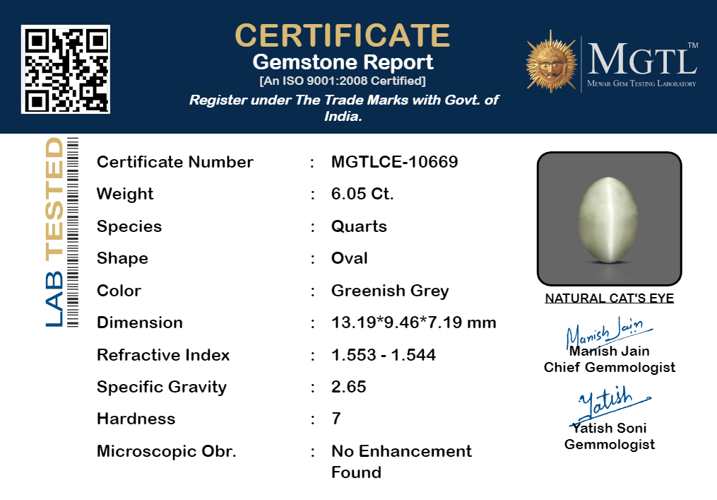 Cat's Eye - 6.05 Carat Prime Quality CE-10669