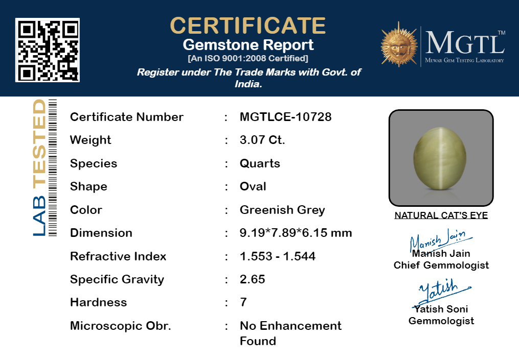 Cat's Eye - 3.07 Carat Prime Quality CE-10728