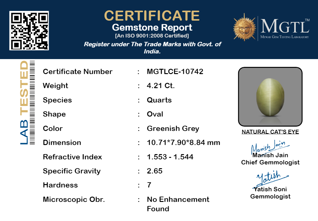 Cat's Eye - 4.21 Carat Prime Quality CE-10742
