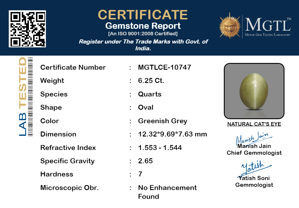 Cat's Eye - 6.25 Carat Prime Quality CE-10747