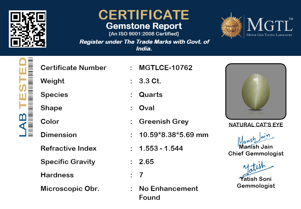 Cat's Eye - 3.3 Carat Prime Quality CE-10762