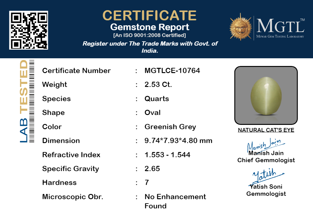 Cat's Eye - 2.53 Carat Prime Quality CE-10764