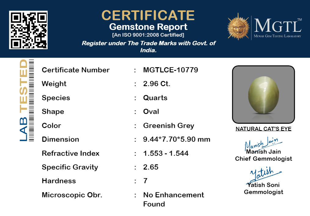 Cat's Eye - 2.96 Carat Prime Quality CE-10779