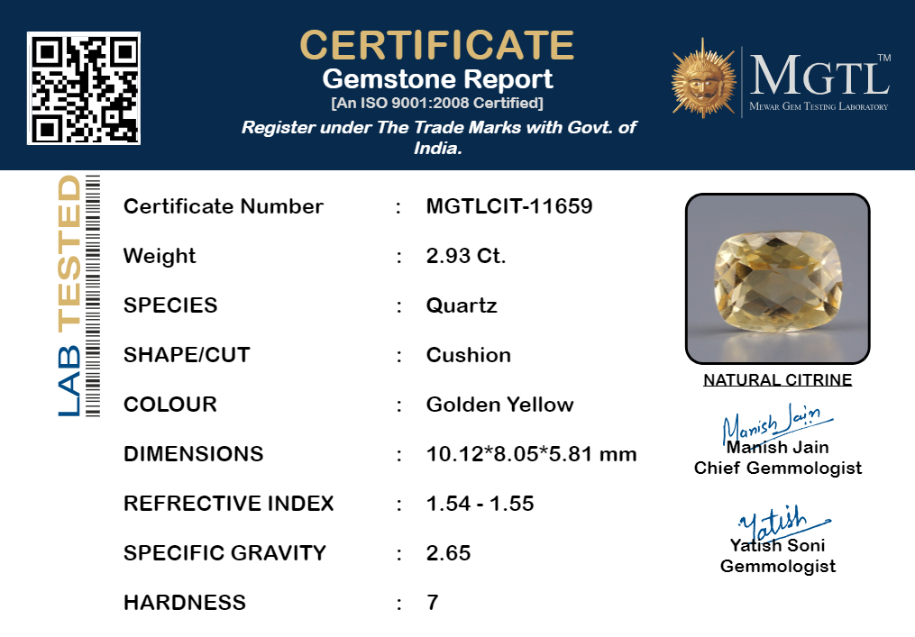 Brazilian Citrine - 2.93 Carat Prime Quality CIT-11659