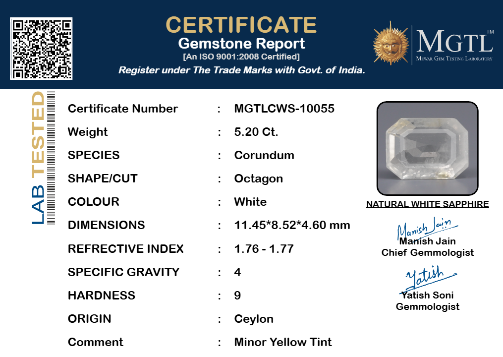 Ceylon White Sapphire - 5.2 Carat Prime Quality CWS-10055