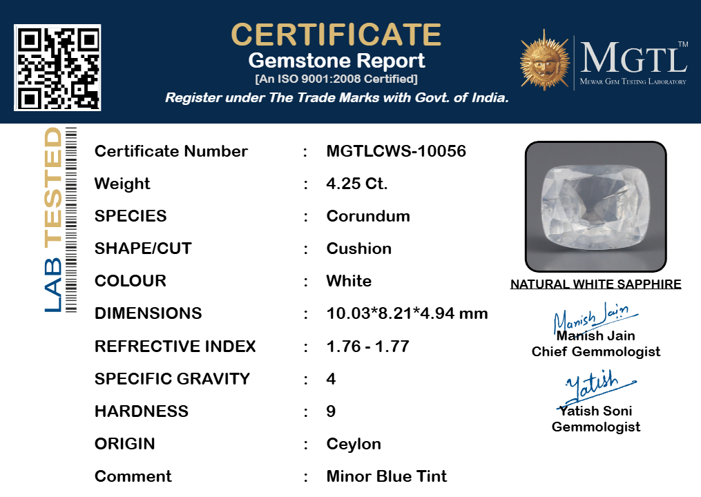 Ceylon White Sapphire - 4.25 Carat Prime Quality CWS-10056