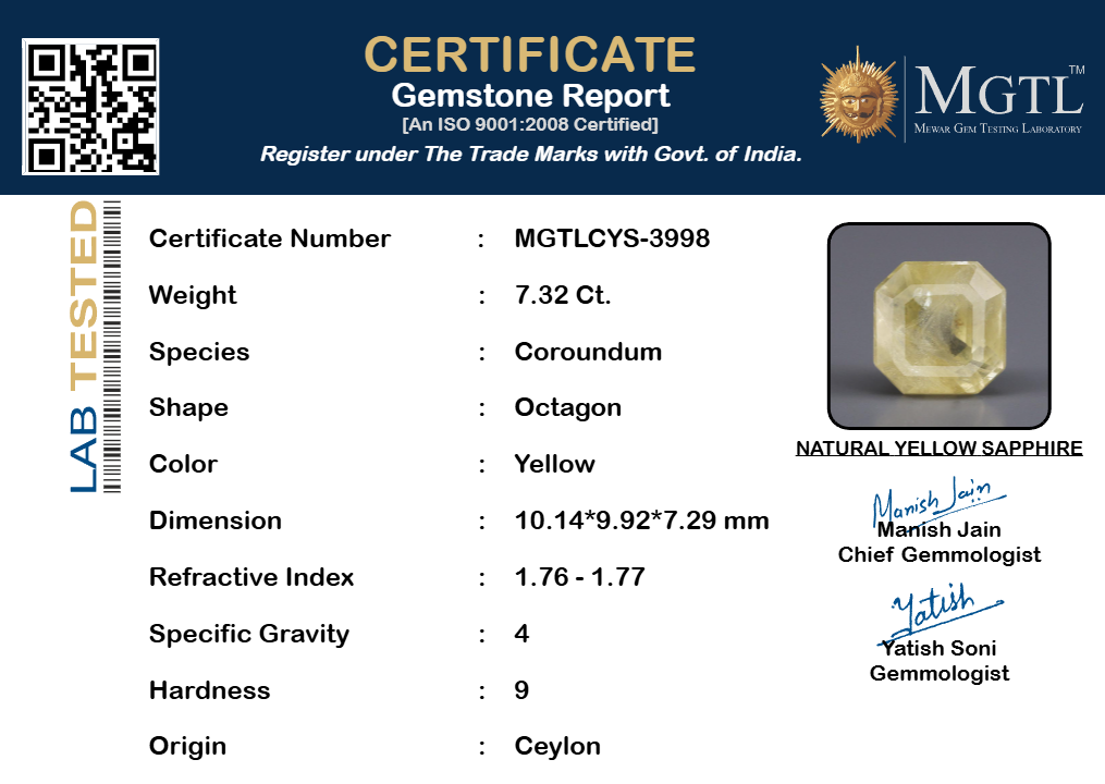 Yellow Sapphire - 7.32 Carats