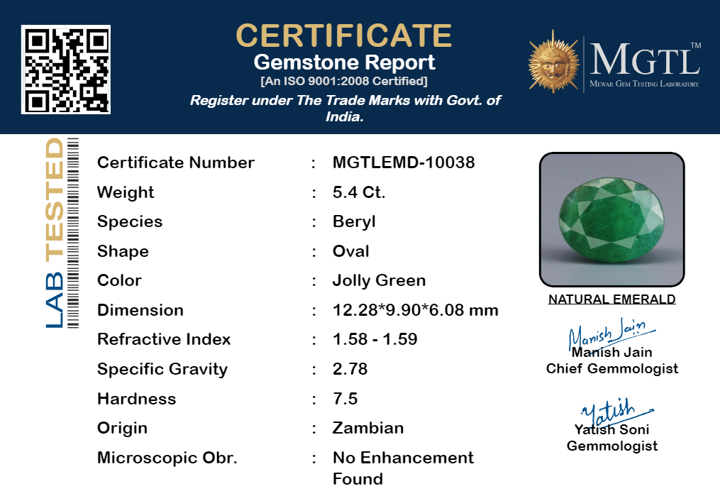 Zambian Emerald - 5.4 Carat Fine Quality EMD-10038