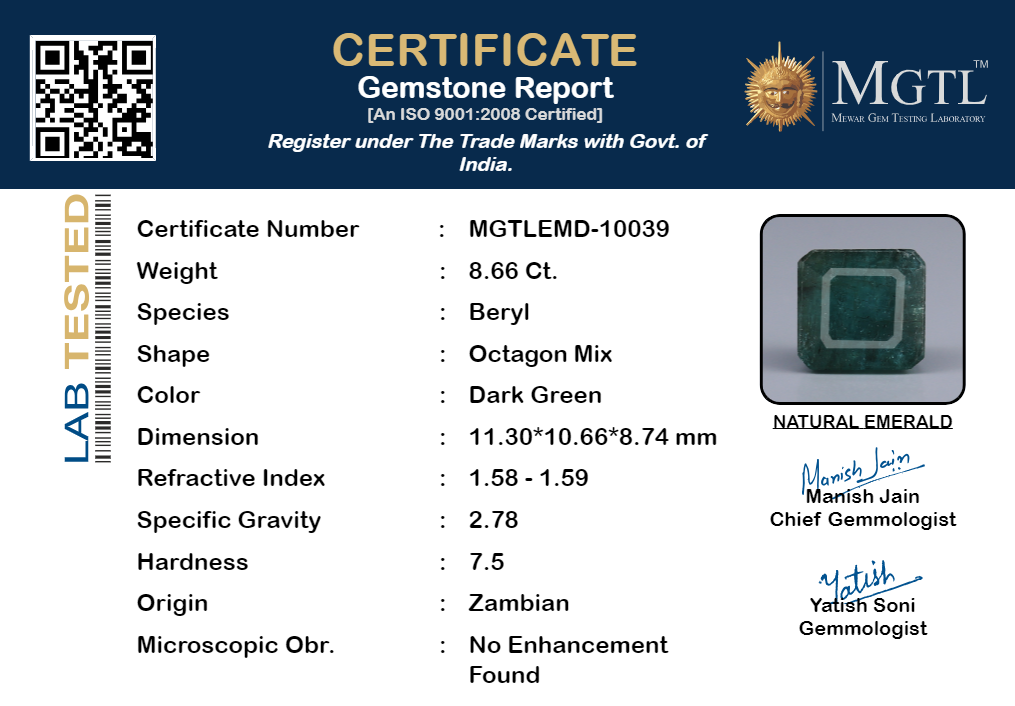 Emerald - 8.66 Carats