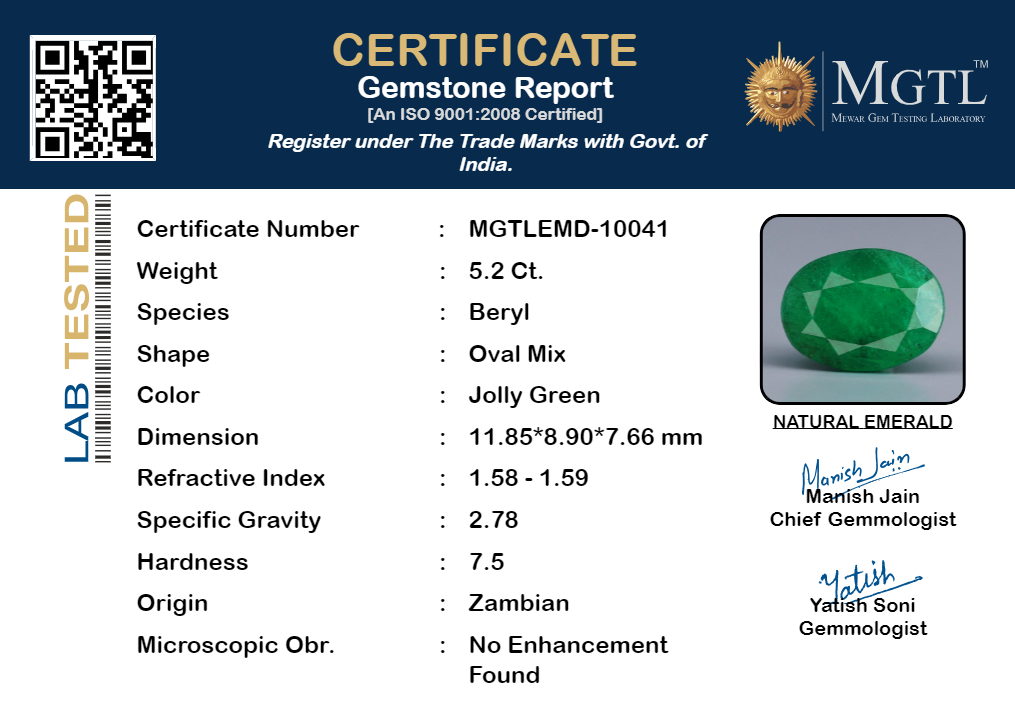 Zambian Emerald - 5.2 Carat Fine Quality EMD-10041