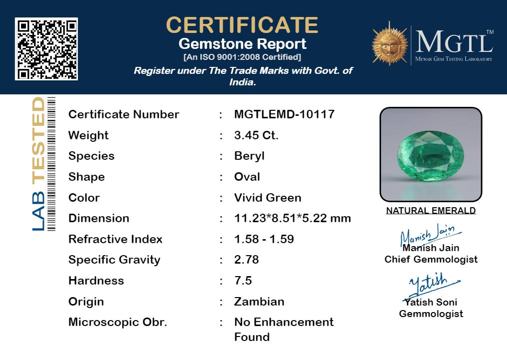 Zambian Emerald - 3.45 Carat Limited Quality EMD-10117